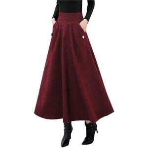 Women’s Fall/Winter High Waist Plaid Slim A-line Long Skirt
